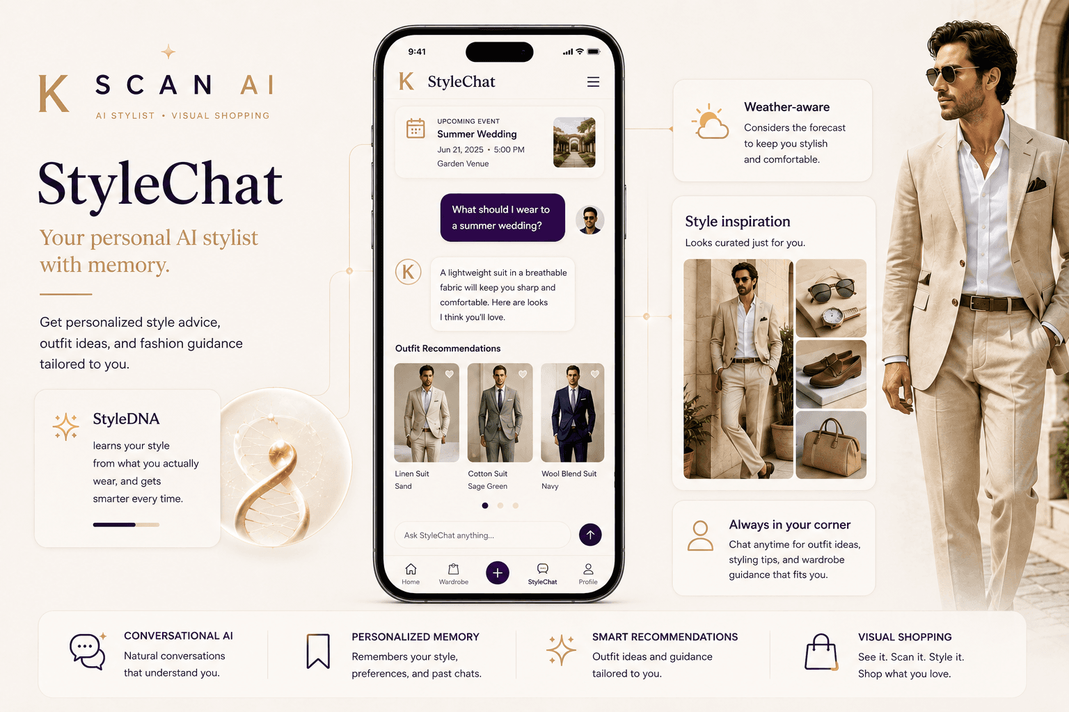 K Scan StyleChat preview showing a conversational stylist with memory